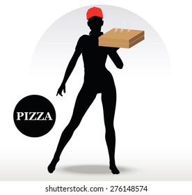 Vector Image - Pizza Delivery Person isolated on white background