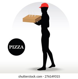 Vector Image - Pizza Delivery Person isolated on white background
