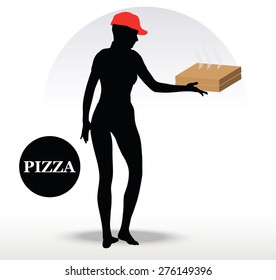 Vector Image - Pizza Delivery Person isolated on white background