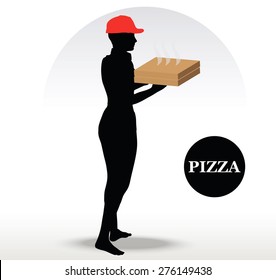 Vector Image - Pizza Delivery Person isolated on white background