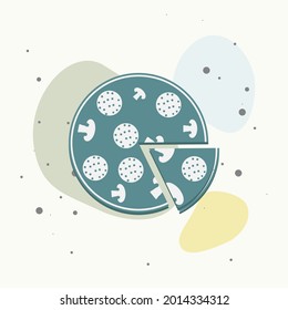  Vector image  pizza. Fast Food. Pizza's slice on multicolored background. Layers grouped for easy editing illustration. For your design.