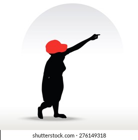 Vector Image - pizza girl silhouette with a red hat isolated on white background
