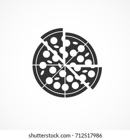 Vector image of a pizza icon.