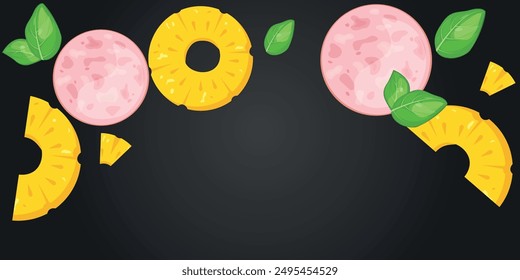 Vector image of pizza ingredients. Food for cafe and restaurant. Element for your website design, banners and advertising. Place for your text