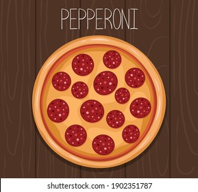 Vector image of pizza. Pepperoni illustration
