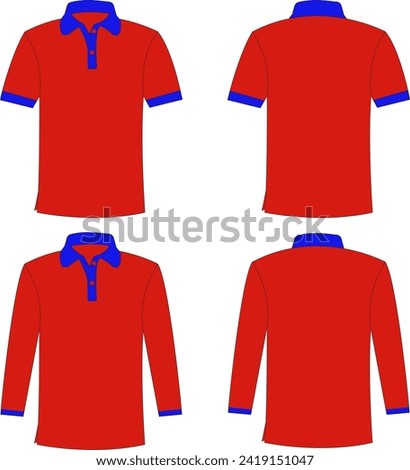 vector image of a plain polo shirt with short and long sleeves on a transparent background