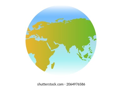 Vector image of the planet earth. Gradient fill. Blank template with oceans, poles and continents.