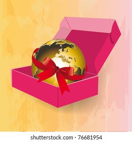 imagen vectorial. Planeta Tierra con cinta roja.