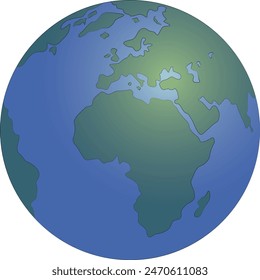 Vector image of planet Earth, showing Africa, Europe and a fragment of Asia.