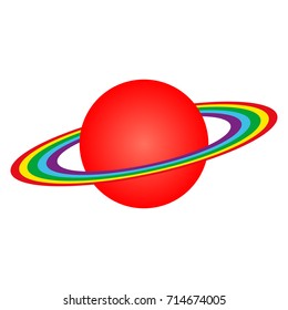 Vector image of the planet Saturn with rings isolated on white background.