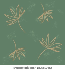 Vector image of plant elements on green background 