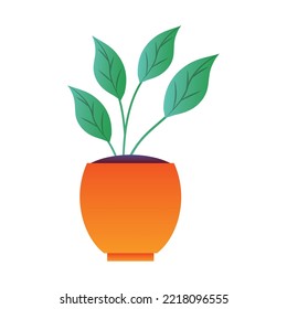 vector image plant icon planted in a brown pot with a white background