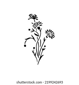 Vector Image Plant Tattoo Stencil Flower Stock Vector (Royalty Free ...