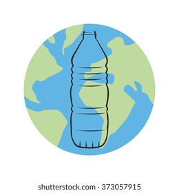 Vector image of a plastic bottle on a globe