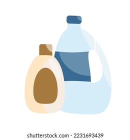 Imagen vectorial de botellas de plástico con detergentes