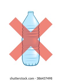 Vector image of a plastic water bottle with a cross