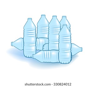 Vector image of plastic water bottles