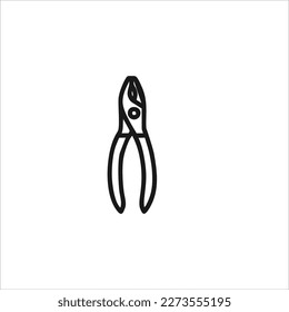 Vector image of pliers, colored in black and white, white background.
