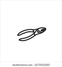 Vector image of pliers, colored in black and white, white background.