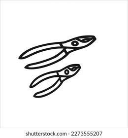 Vector image of pliers, colored in black and white, white background.