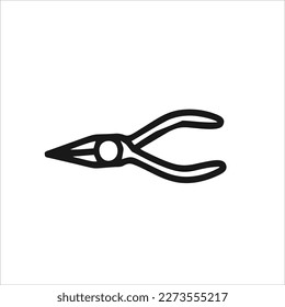 Vector image of pliers, colored in black and white, white background.