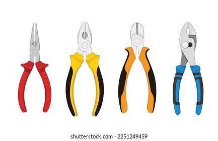 Vector Image of Pliers Set, Work Tools isolated on white background