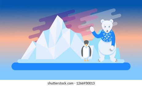 vector image of a polar bear in arctic ice