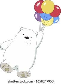 vector image of a polar bear with balloons