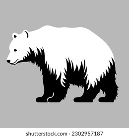 Vector image of a polar bear on a gray background. Flat style. Vector illustration
