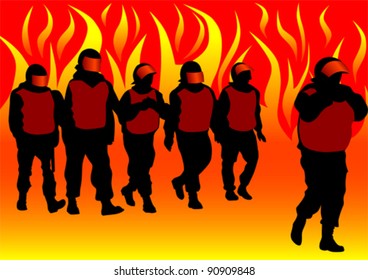 Vector image of police in form of protective