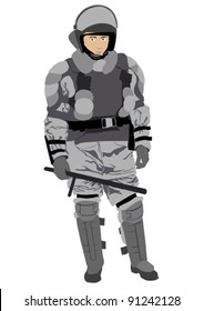 Vector image of police in form of protective