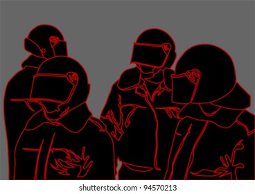 Imagen vectorial de la policía en forma de protección