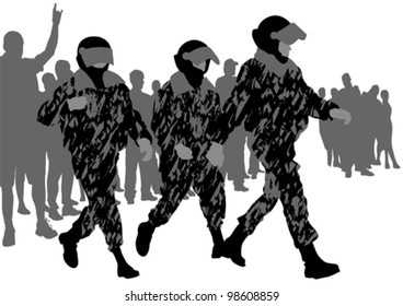 Vector image of police in form of protective