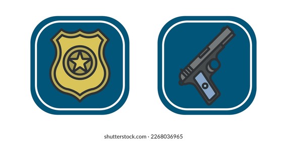 vector image of police icon set with white background