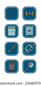 vector image of police icon set with white background
