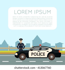 Vector image of the Police on the road banner