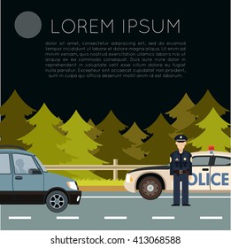 Vector image of the Police on the road banner