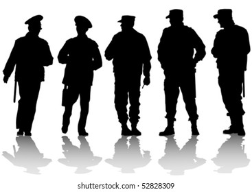 Vector image of police on street during