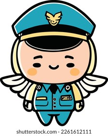 Vector image of policeman with angel wings..