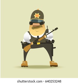 Vector image of a policeman with a rifle.