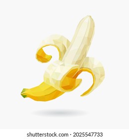 Imagen vectorial de polígonos de plátanos amarillos. Banana simple , Banana pelada.