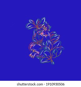 Imagen vectorial de granadas en una rama sobre un fondo azul. Conjunto de ilustraciones. Composición para marco, decoración interior, folleto, blog, impresión a mano