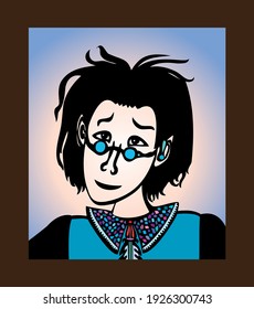 Imagen vectorial del retrato de un joven en el marco de la imagen