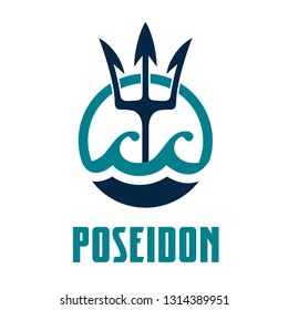 Vector image of Poseidon's Trident. Poseidon template logo design.