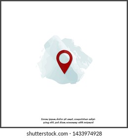 Vector image positioning on the map. Mark icon. Red icon location drop pin on white isolated background.