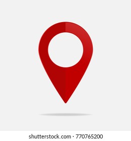 Vector image  positioning on the map. Mark GPS icon. Red icon location drop pin on a light background.