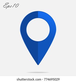 Vector Image  Positioning On The Map. Mark Icon. Blue Icon Location Drop Pin On A Light Background