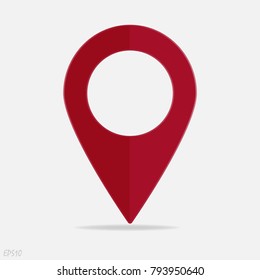 Vector Image  Positioning On The Map. Mark GPS Icon. Red Icon Location Drop Pin On A Light Background