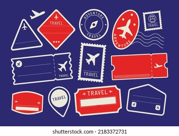 vector image of postage stamps for avid travelers. Take advantage of the August trend, The image is in good quality.