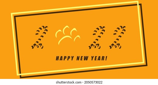 
Vector image of a postcard happy new year with numbers 2022 painted tiger color